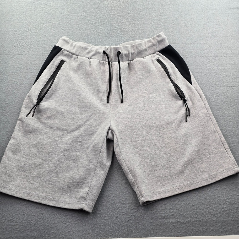 Tec-Active Sweat Shorts Men's XL Gray Black Relaxed Fit Drawstring Waist Outdoor
